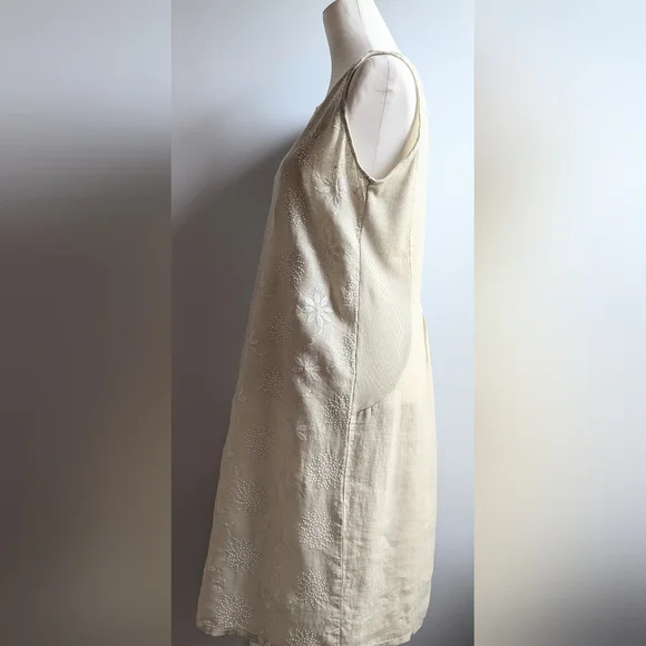 Terzo Millenio 100% Italian Linen Sleeveless Midi Dress Size Small - Picture 6 of 13
